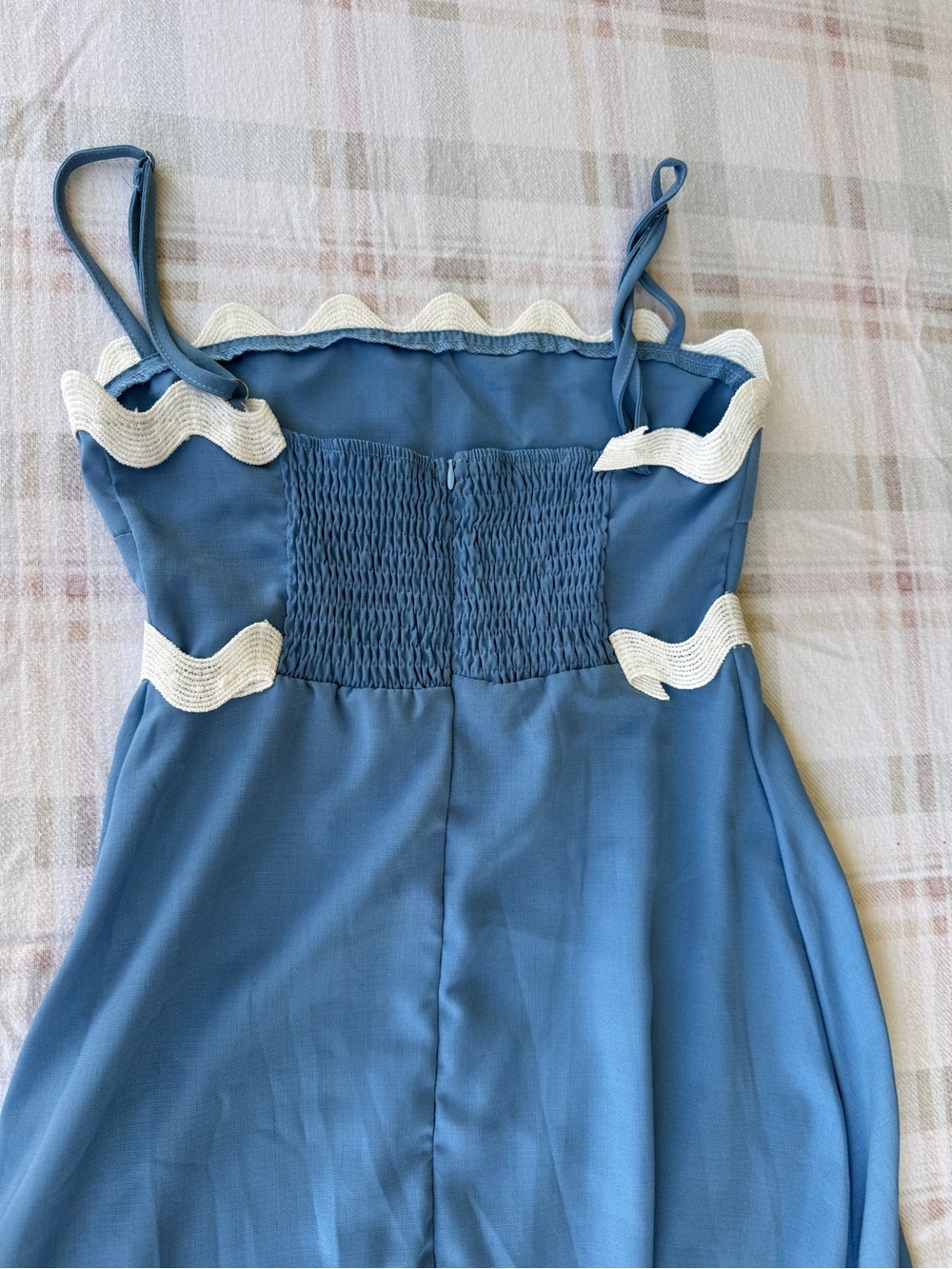 Rare handmade coastal cowgirl Maxi Dress with White ric-rac Scallop Trim - Picture 3 of 12